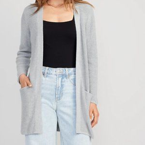 OLD NAVY Women's Textured Long Line Open Front Sweater - Size Small - Light Gray